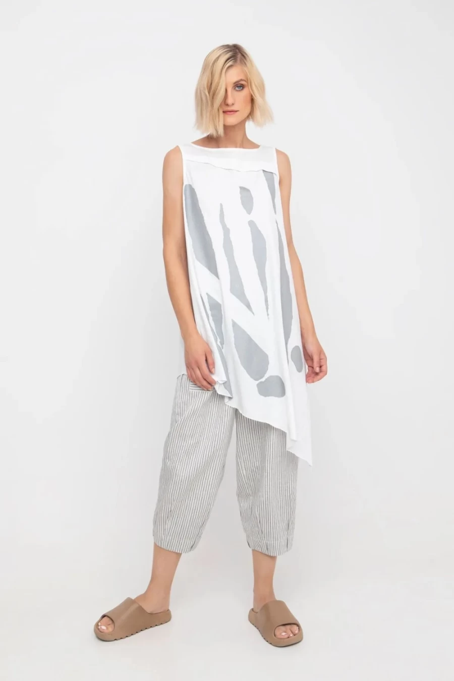 ALEMBIKA Women's Silver Ozai N Ku Dreamy Sleeveless Tunic Top for Women