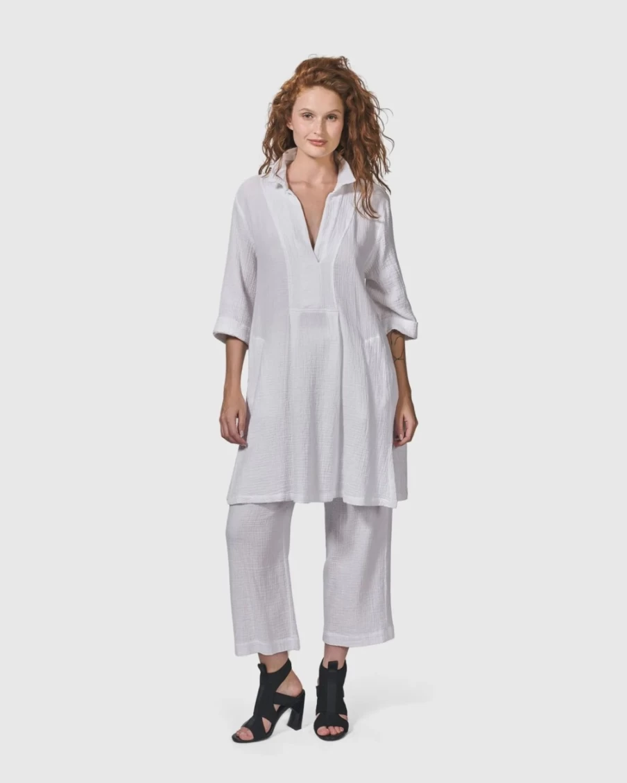 ALEMBIKA Women's White Recreation Tunic Top - Comfortable Casual Wear