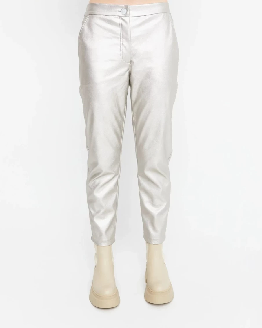 ALEMBIKA Women's Ozai N Ku High-Gloss Metallic Pants for a Stylish Look