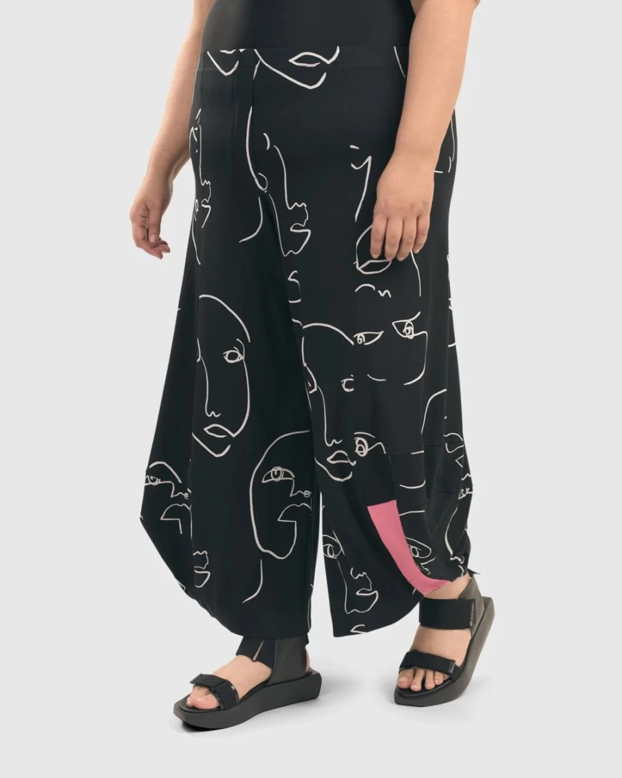 ALEMBIKA Women's Susan Punto Pants with Unique Face Designs - Stylish & Comfortable Trousers