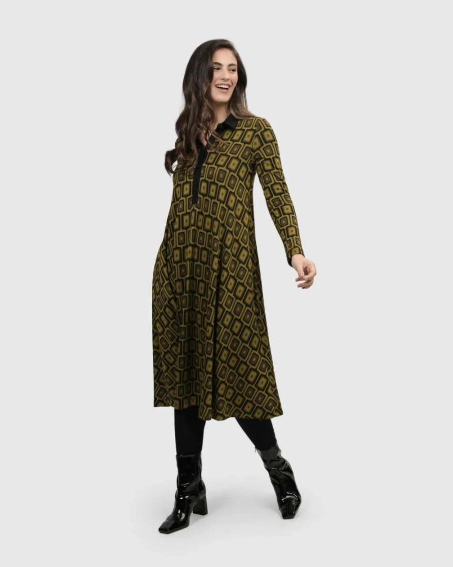 ALEMBIKA Women's Chartreuse Dynamite Shirt Dress - Stylish & Comfortable Casual Wear