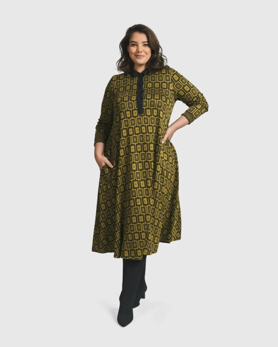 ALEMBIKA Women's Chartreuse Dynamite Shirt Dress - Stylish & Comfortable Casual Wear