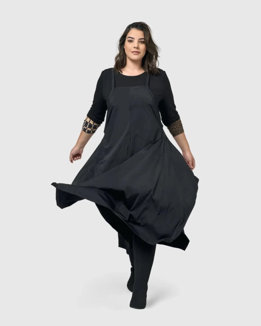 ALEMBIKA Women's Black Shelley Apron Dress - Stylish & Comfortable Kitchen Dress
