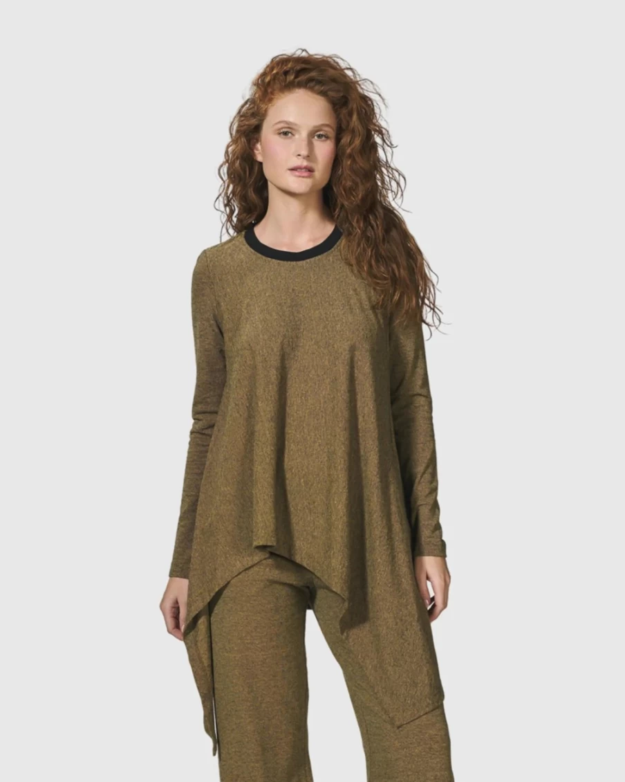 ALEMBIKA Women's Essential Swing Tunic Top in Honey - Flowy Casual Blouse