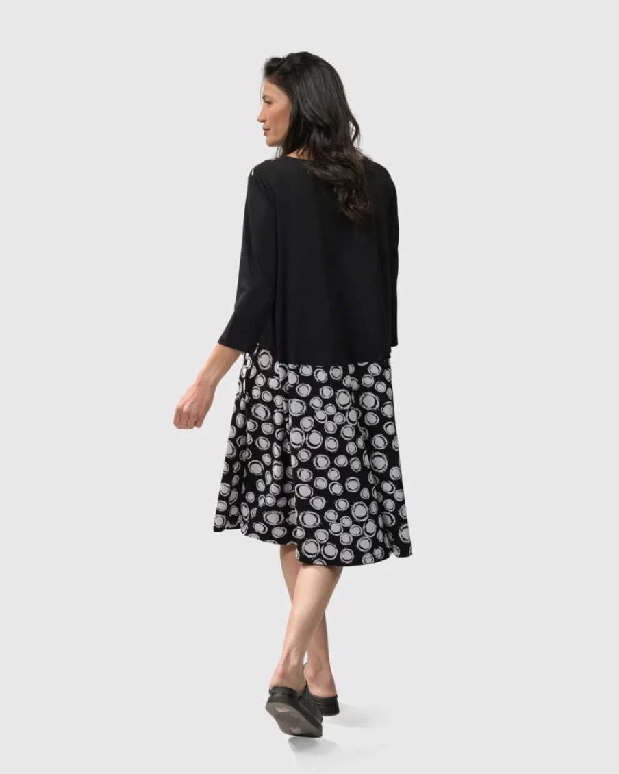 ALEMBIKA Women's Juniper Midi Dress - Stylish Mix Pattern Casual & Elegant Design