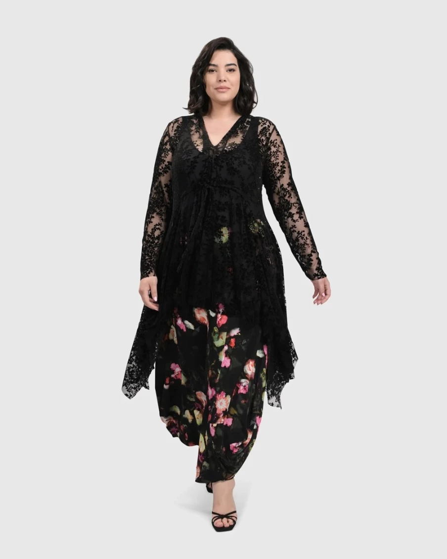 ALEMBIKA Women's Racey Lacey Tunic Top - Elegant Lace Blouse for Women