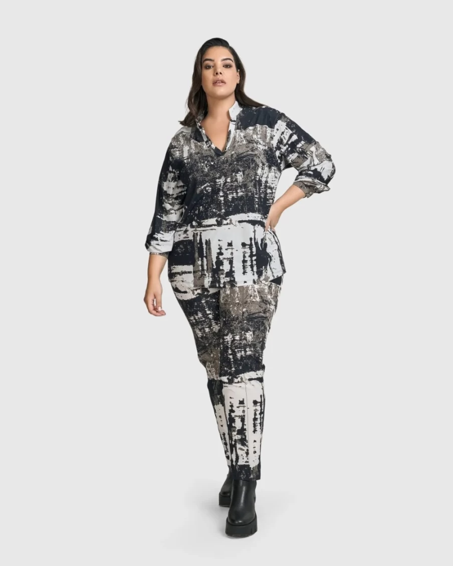 ALEMBIKA Women's Digi Slim Pants - Marble Print High-Waisted Tummy Control Yoga Trousers