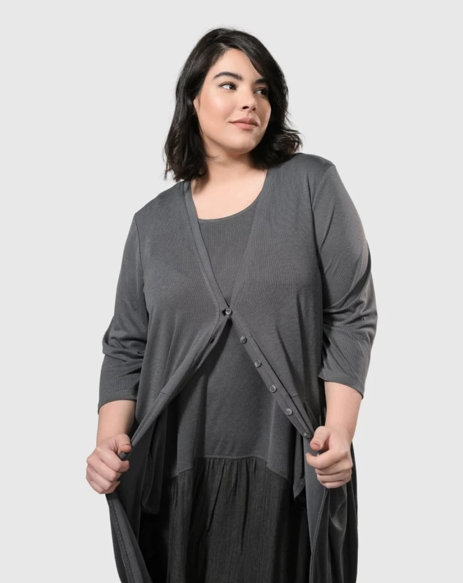ALEMBIKA Women's Essential Draped Cocoon Jacket in Grey - Stylish Oversized Outerwear