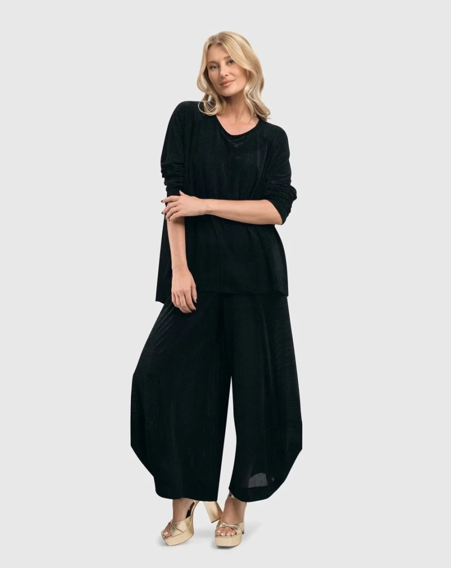 ALEMBIKA Women's Liv Punto Pants - Black Grid Pattern High-Waisted Trousers