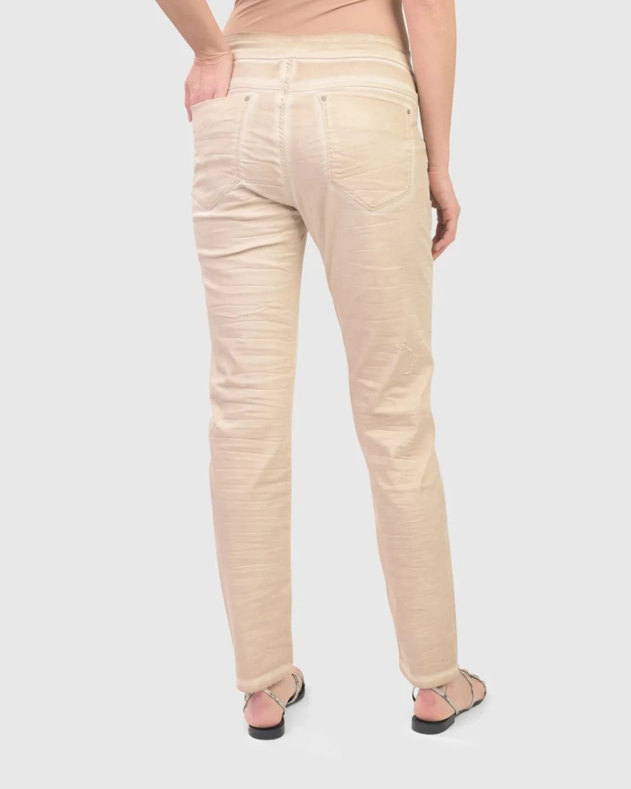 ALEMBIKA Women's Distressed Sand Wash Stretch Jeans - Iconic Vintage Fit