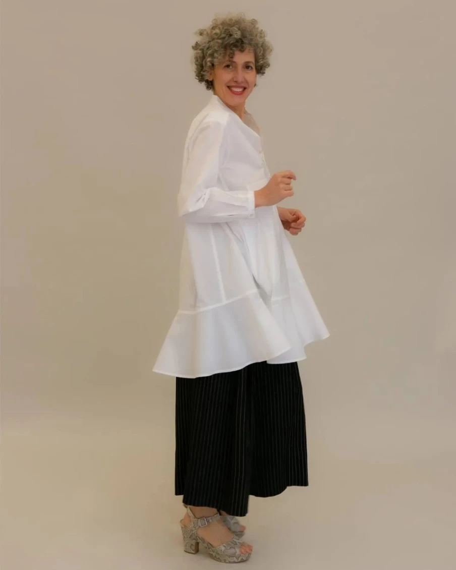 ALEMBIKA Women's Freedom Flounce Tunic Shirt - Elegant White Blouse for Women