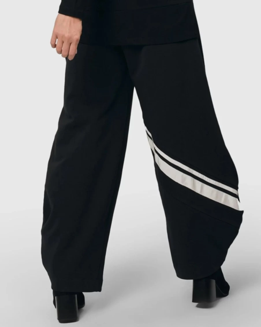 ALEMBIKA Women's Urban Ribbon Punto Pants - Stylish Black High-Waisted Trousers for Women