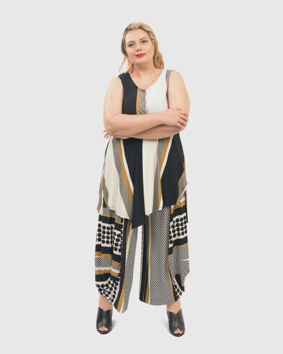 ALEMBIKA Women's Striped Sleeveless Tunic Top - Casual Summer Beachwear
