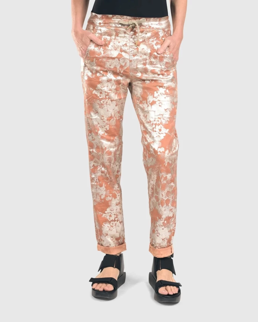 ALEMBIKA Women's Rust Floral Stretch Iconic Jeans for Comfort & Style