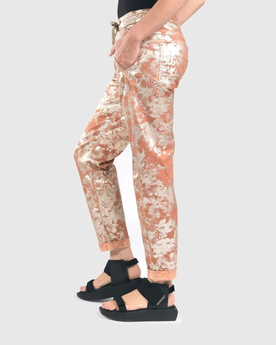 ALEMBIKA Women's Rust Floral Stretch Iconic Jeans for Comfort & Style