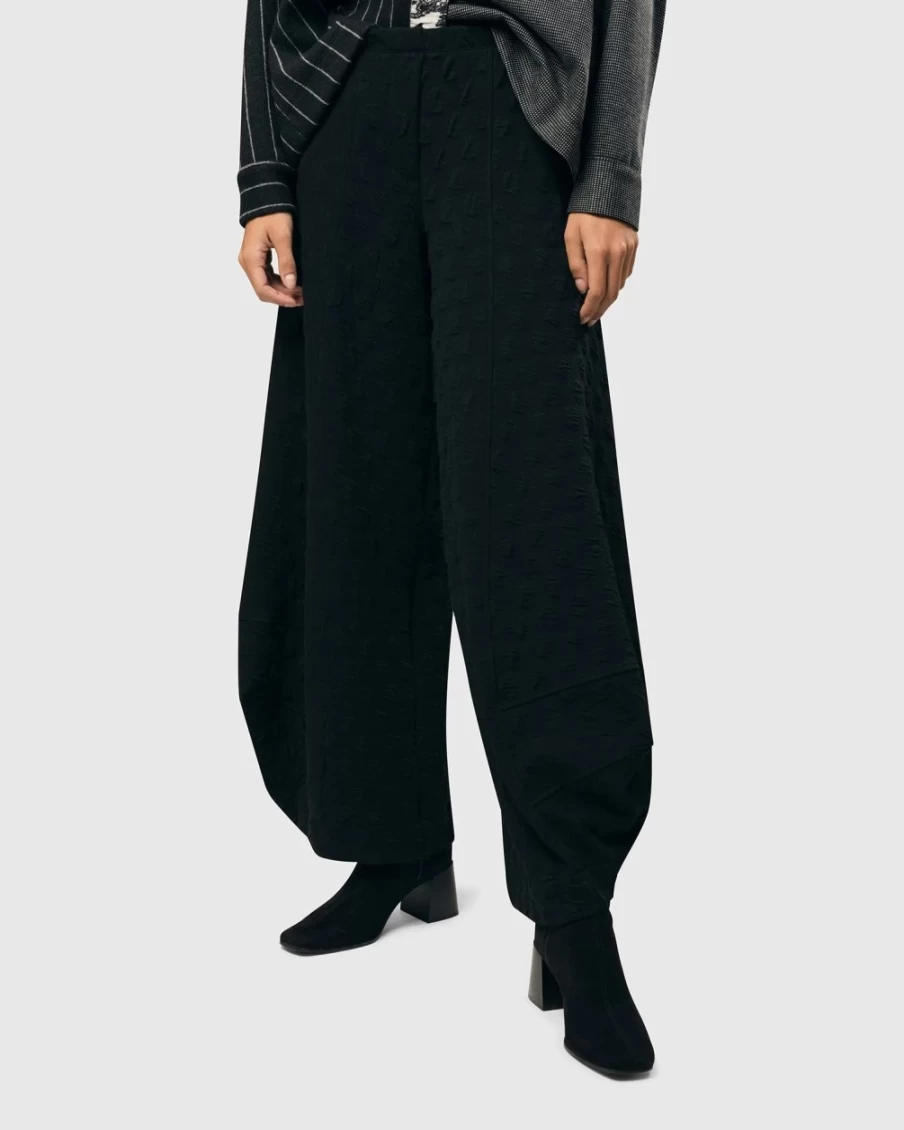 ALEMBIKA Women's Black Pucker Dot Punto Pants - Stylish & Comfortable Trousers