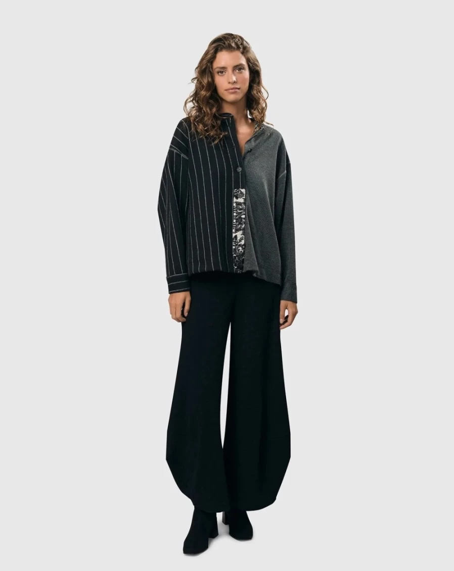 ALEMBIKA Women's Black Pucker Dot Punto Pants - Stylish & Comfortable Trousers
