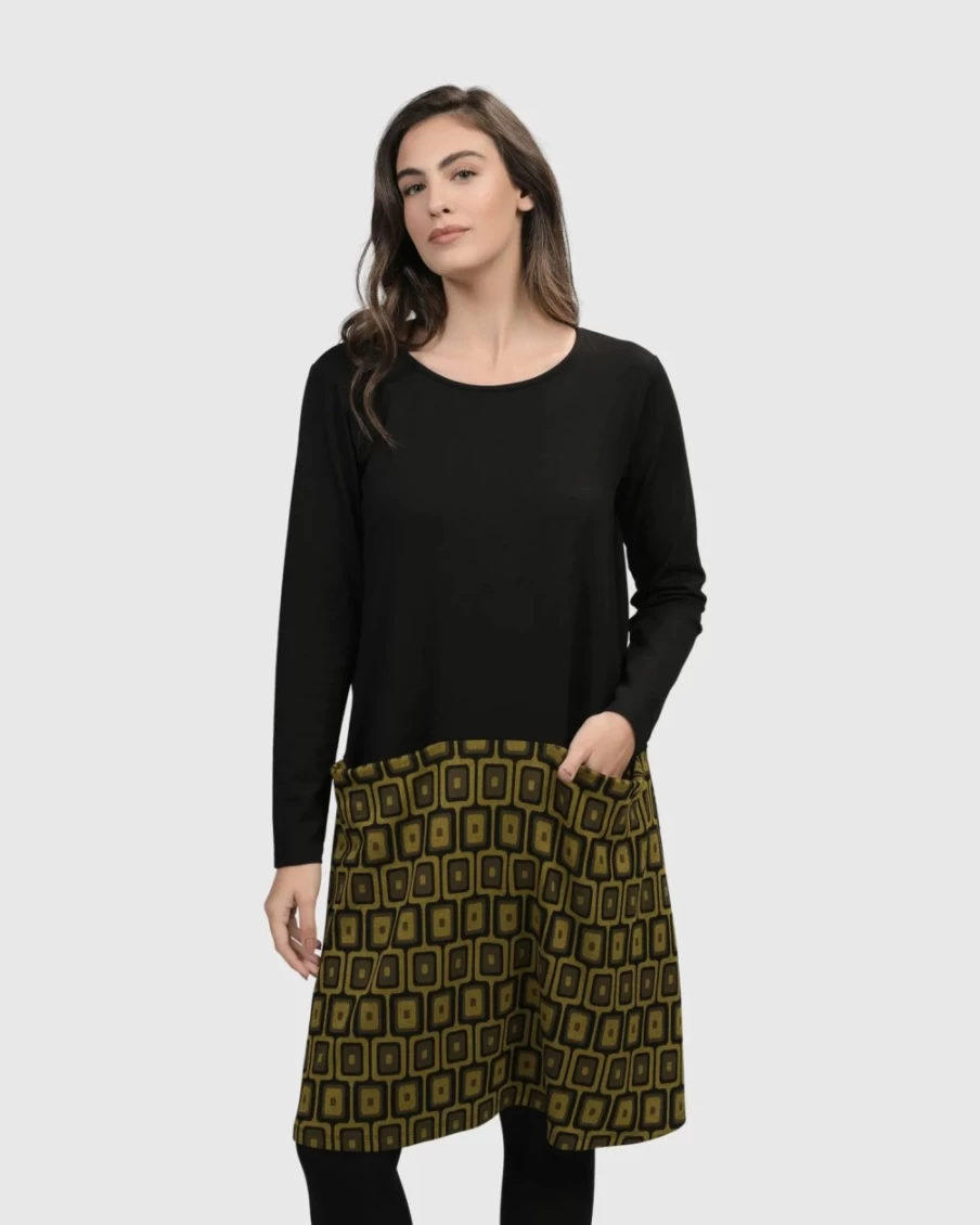 ALEMBIKA Women's Alice Apron Pocket Dress in Chartreuse - Stylish & Functional