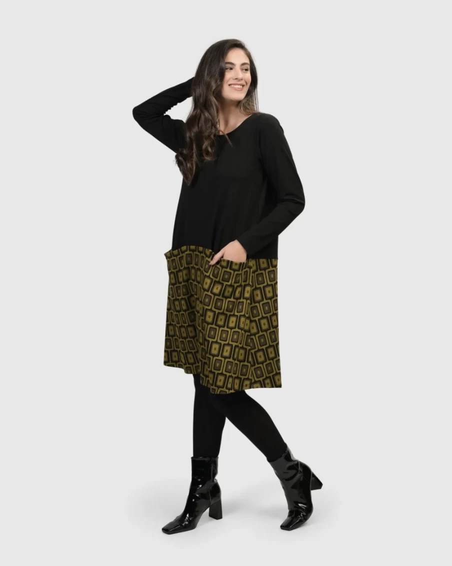 ALEMBIKA Women's Alice Apron Pocket Dress in Chartreuse - Stylish & Functional