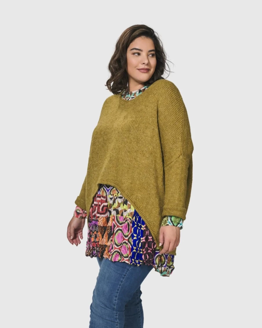 ALEMBIKA Women's Siesta Oversized Sweater in Ochre - Cozy Chic Knit Pullover