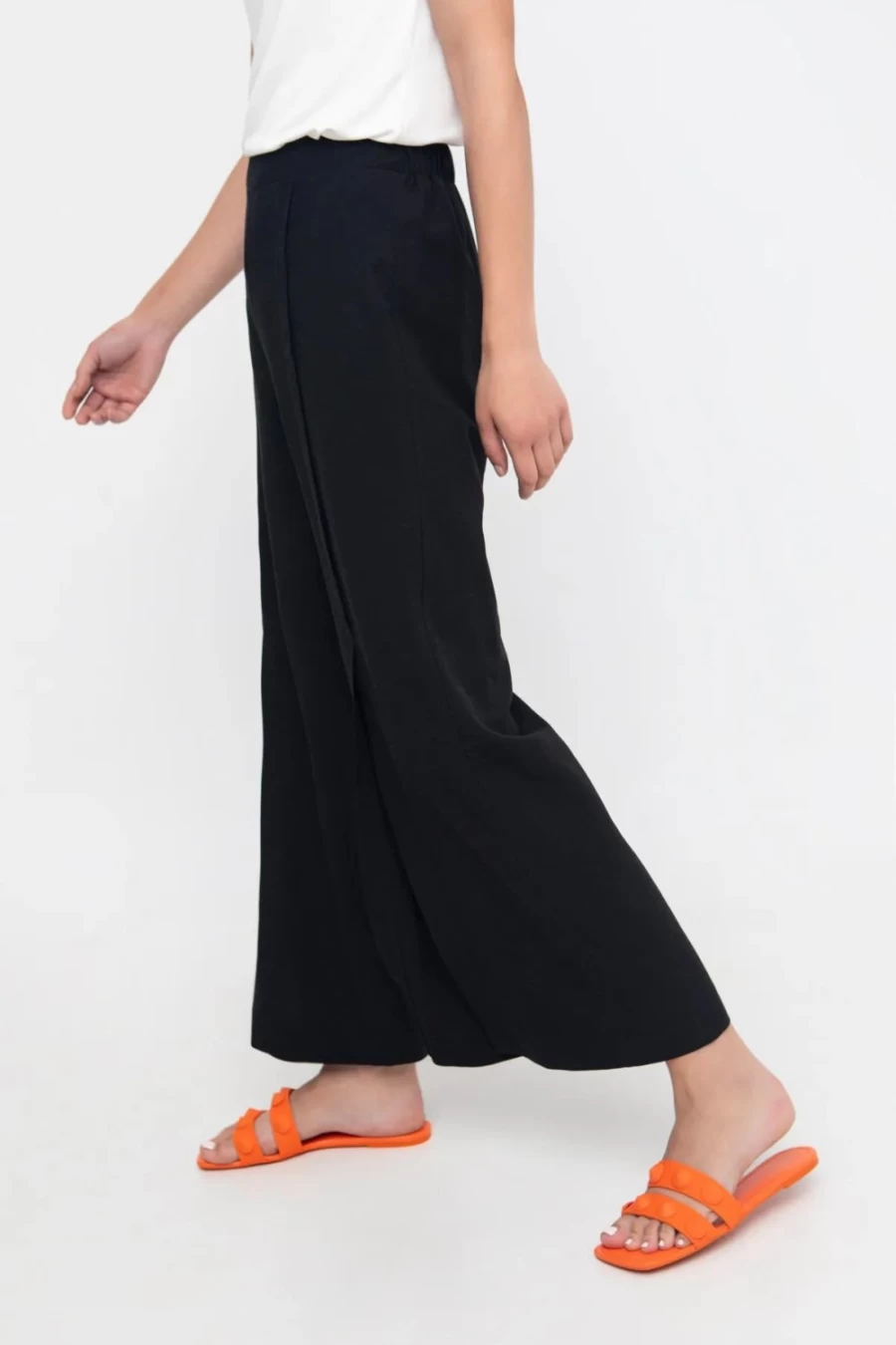 ALEMBIKA Women's Ozai N Ku High-Slit Flare Pants - Elegant Black Wide-Leg Trousers