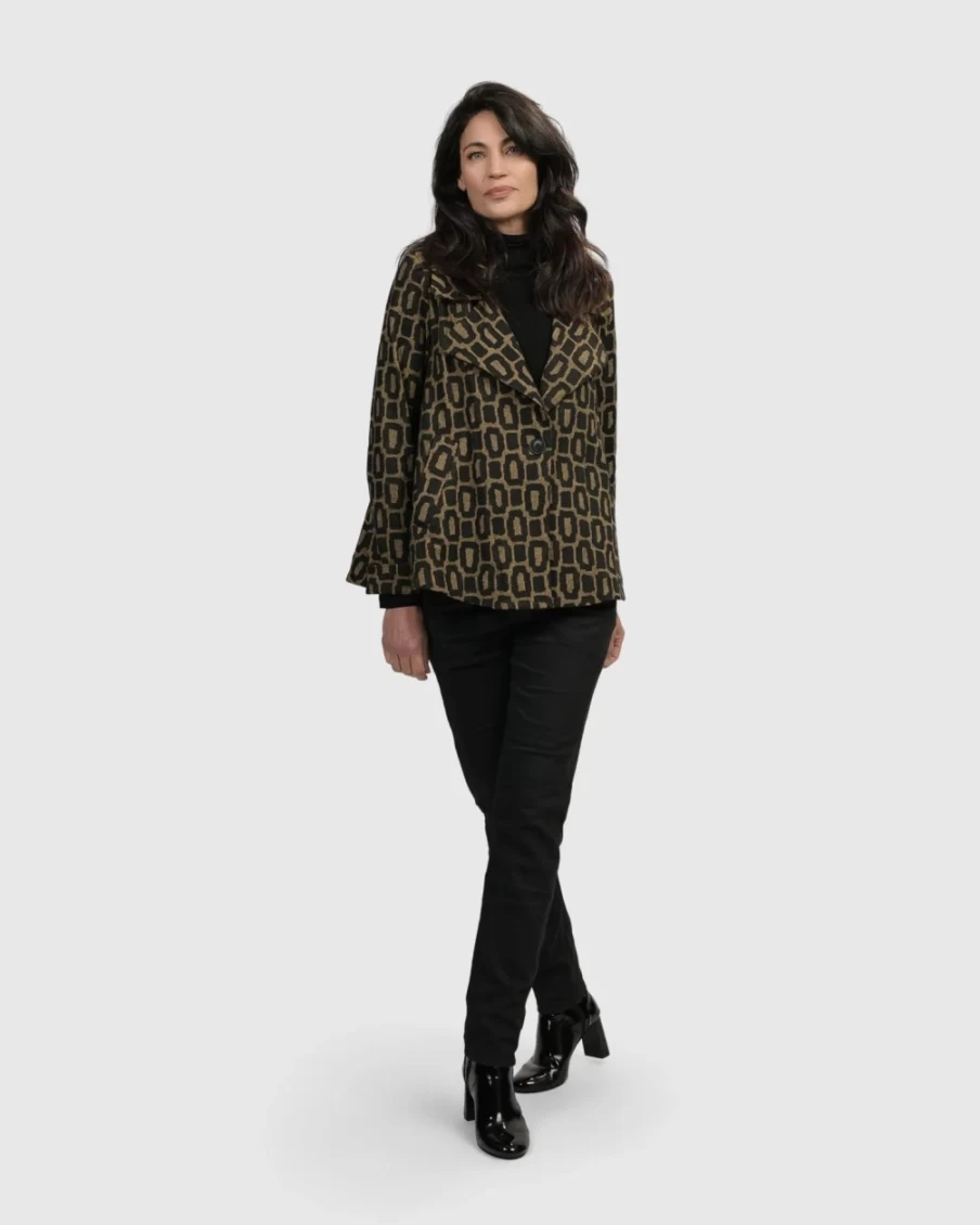ALEMBIKA Women's Ochre Divine Swing Jacket – Elegant Boho Outerwear