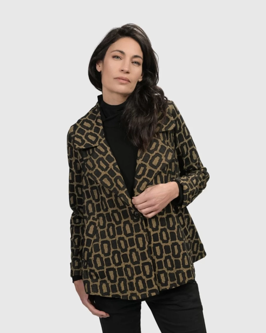 ALEMBIKA Women's Ochre Divine Swing Jacket – Elegant Boho Outerwear