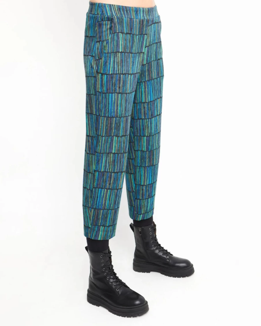 ALEMBIKA Women's Ozai N Ku Crop Pants - Stylish Volcano Print High-Waisted Trousers