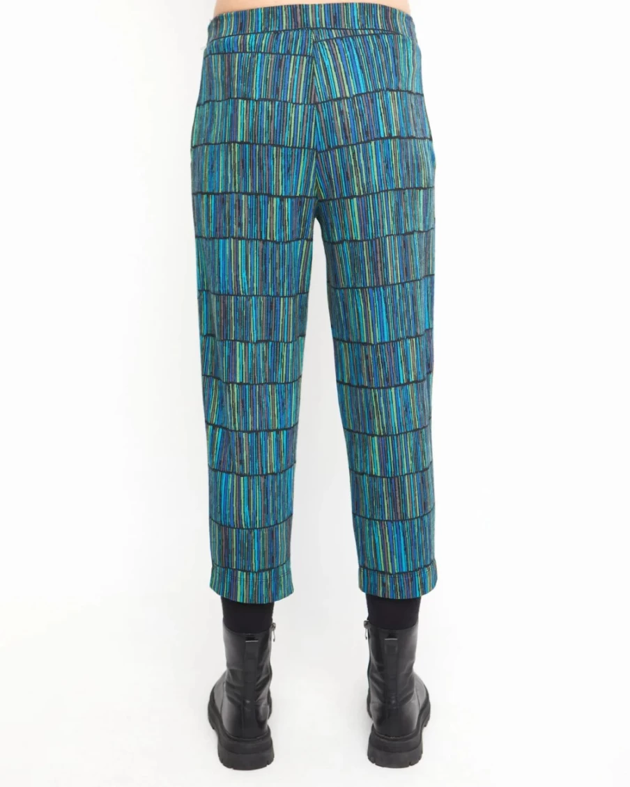 ALEMBIKA Women's Ozai N Ku Crop Pants - Stylish Volcano Print High-Waisted Trousers