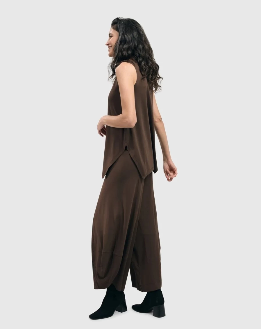 ALEMBIKA Women's Essential Punto Pants in Coffee - Comfortable High-Waisted Trousers