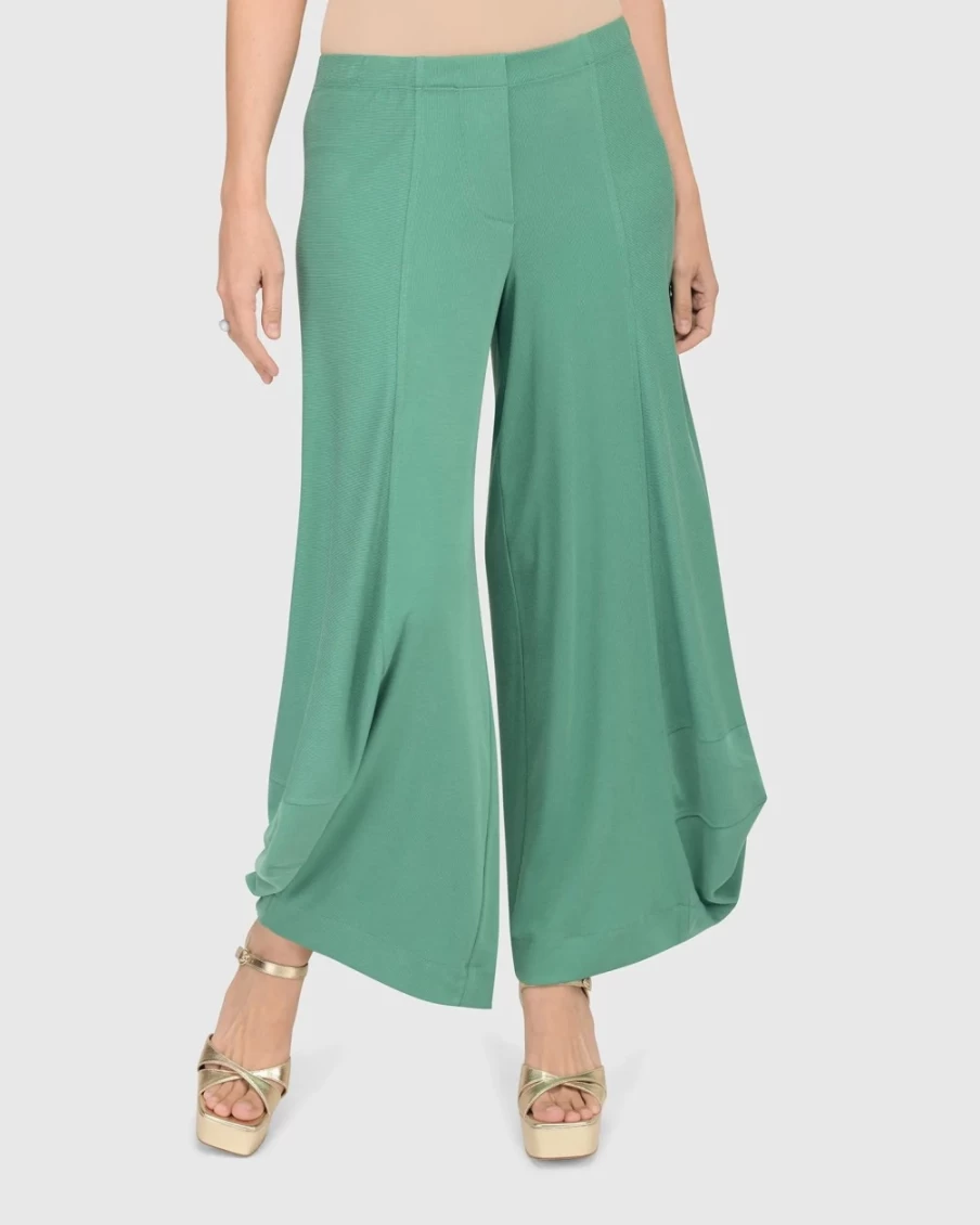 ALEMBIKA Women's Essential Go-To Cupro Punto Pants in Seafoam - Comfortable & Stylish High-Waisted Trousers