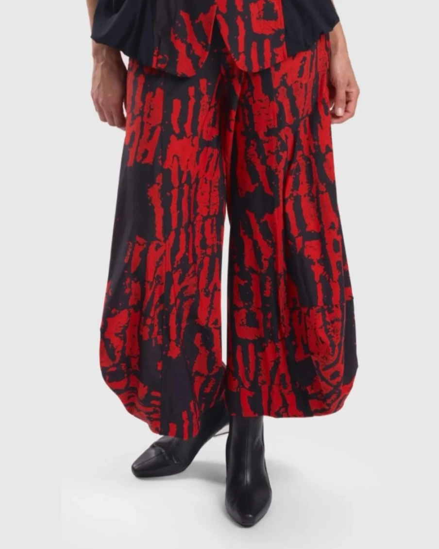 ALEMBIKA Women's Flame Graffiti Punto Pants - Tekbika Style High-Waisted Comfort Fit