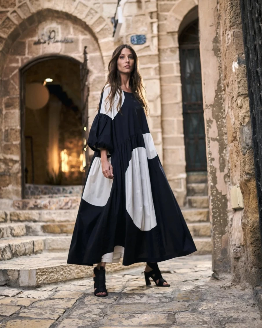 ALEMBIKA Women's Donna Effortless Dress in Monochrome - Elegant & Comfortable