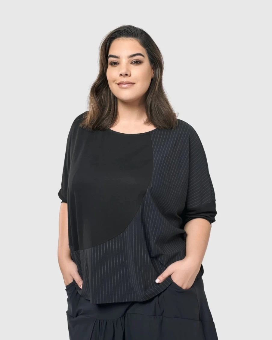 ALEMBIKA Women's Audrey Relaxed Pinstripe Top - Stylish Comfort for Everyday Wear