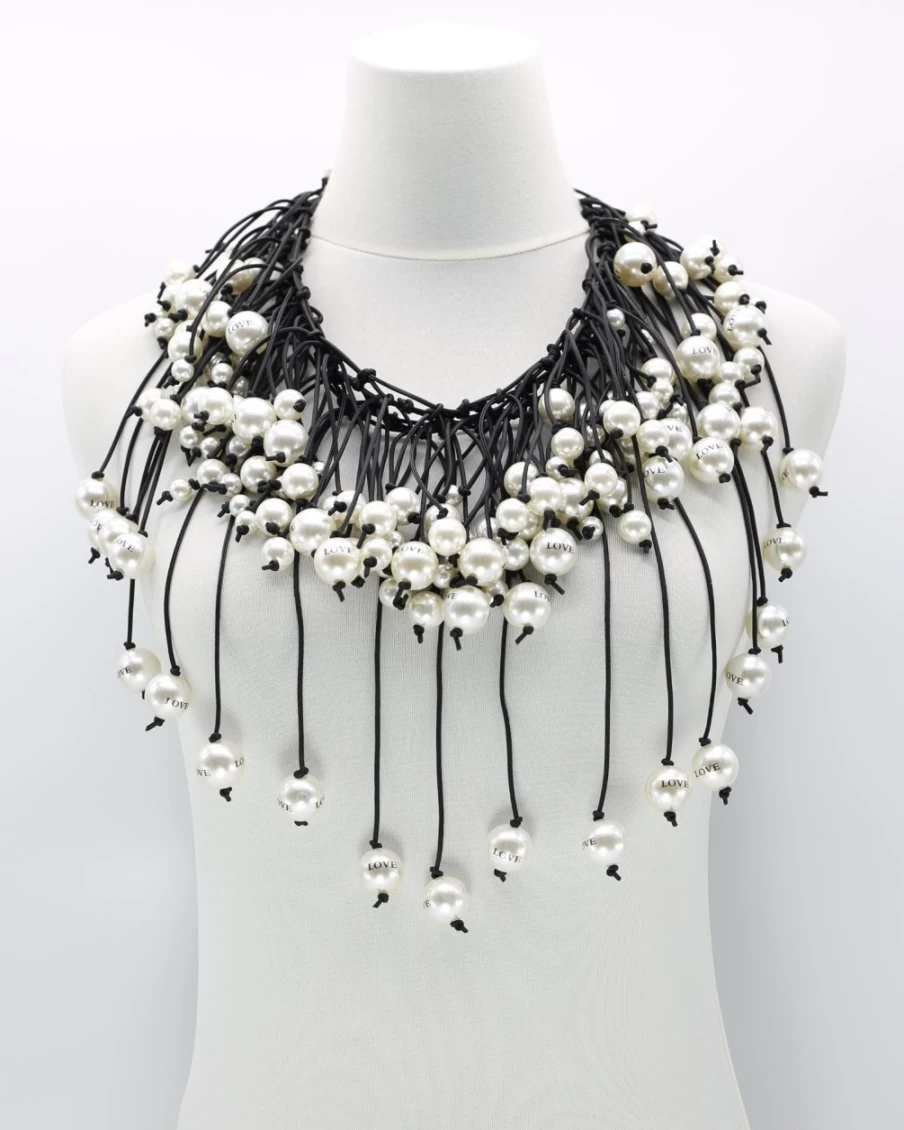 ALEMBIKA Women's Faux Pearl Cape Necklace - Elegant Love-Inspired Jewelry for Women