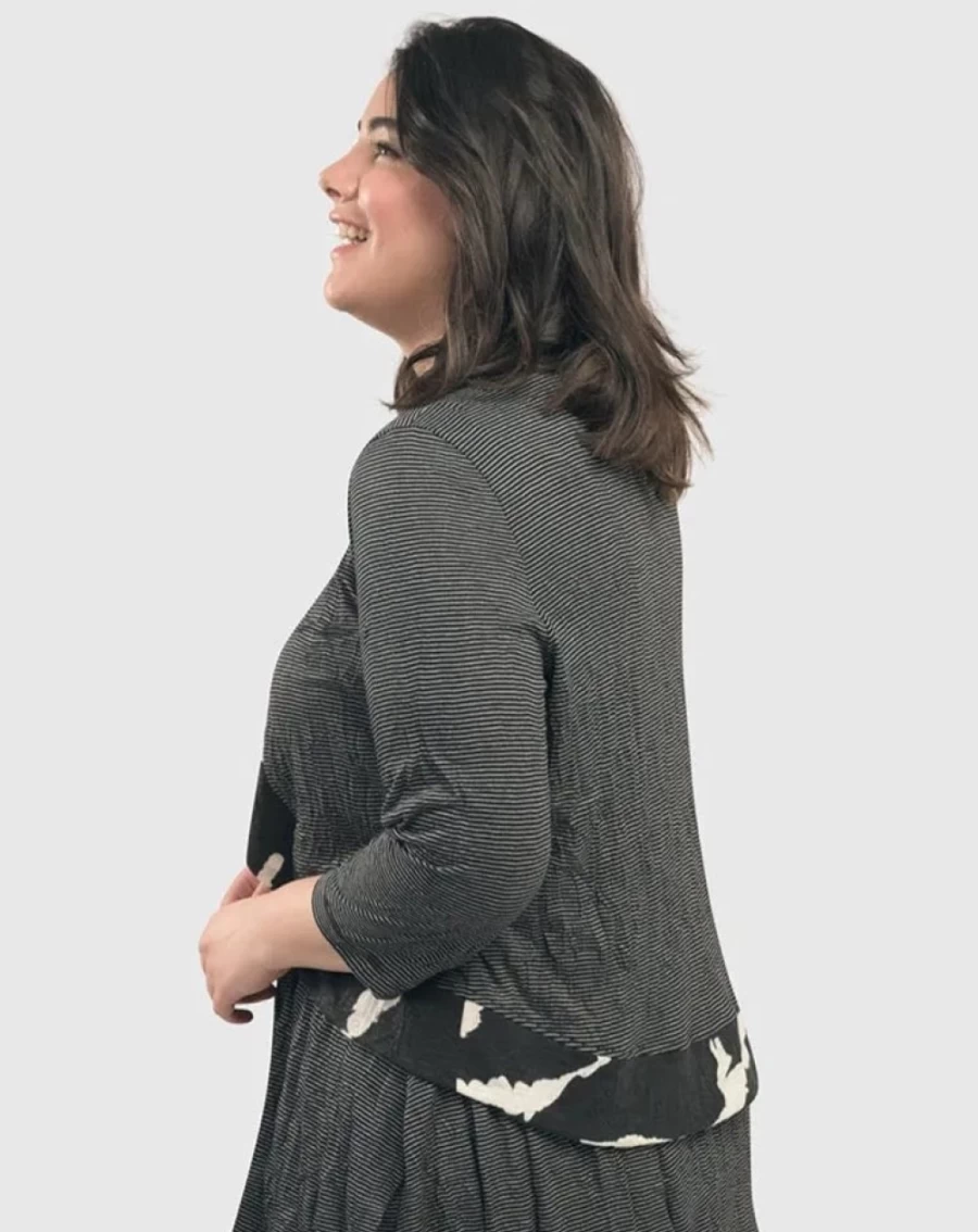 "ALEMBIKA Women's Ice Crinkle Striped Bolero Jacket | Lightweight Summer Cover-Up"