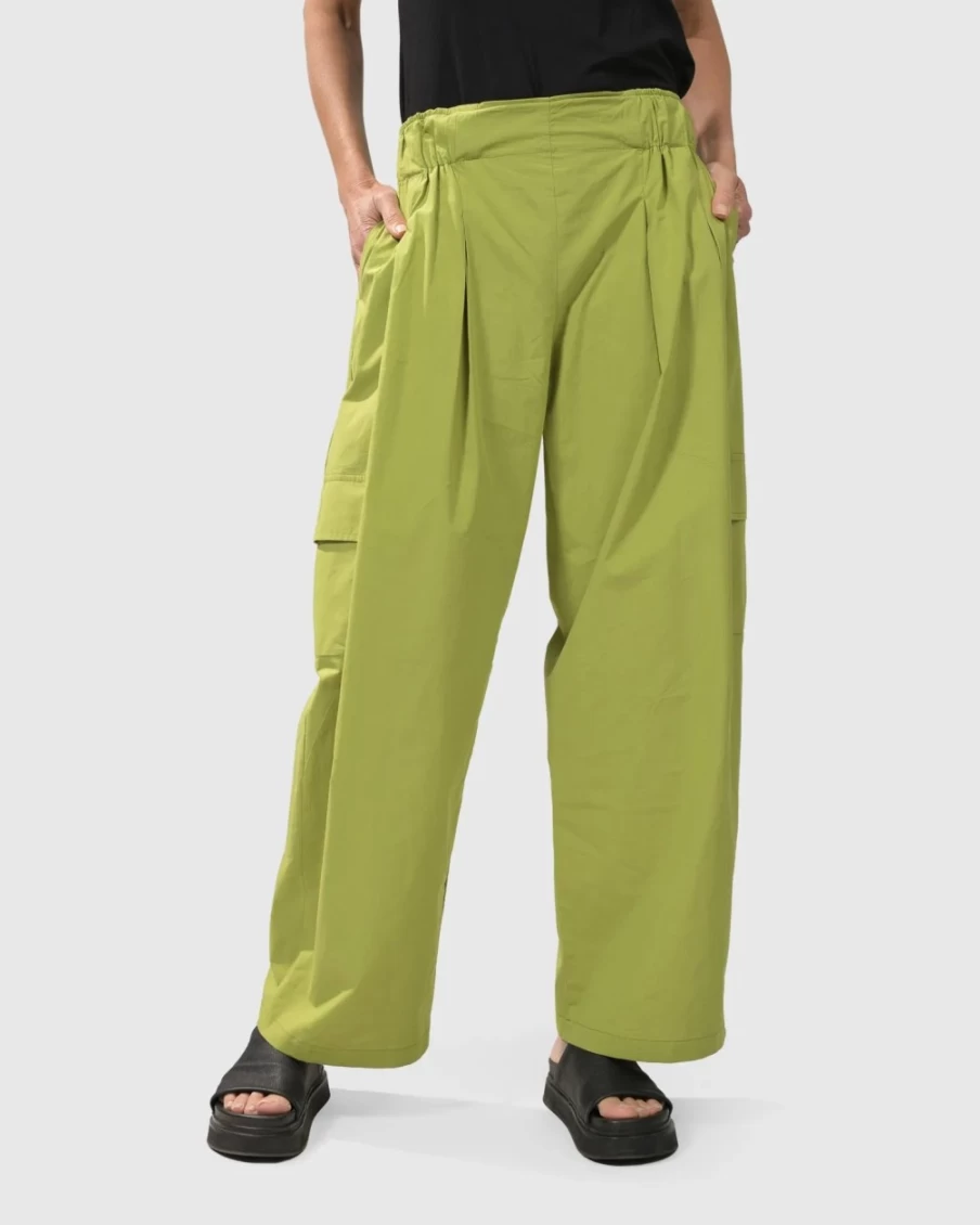ALEMBIKA Women's City Sizzle Wide-Leg Cargo Pants in Lime Green - Stylish & Comfortable