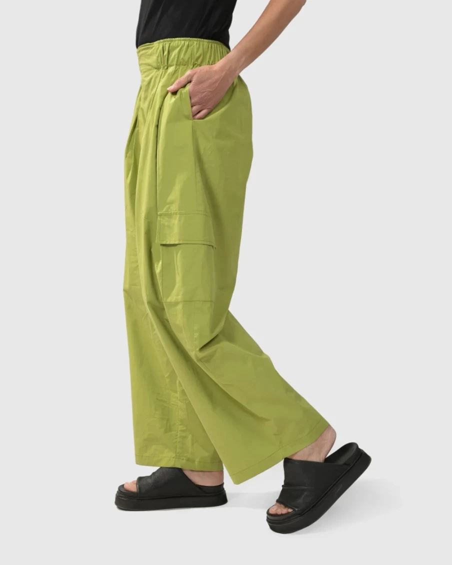 ALEMBIKA Women's City Sizzle Wide-Leg Cargo Pants in Lime Green - Stylish & Comfortable