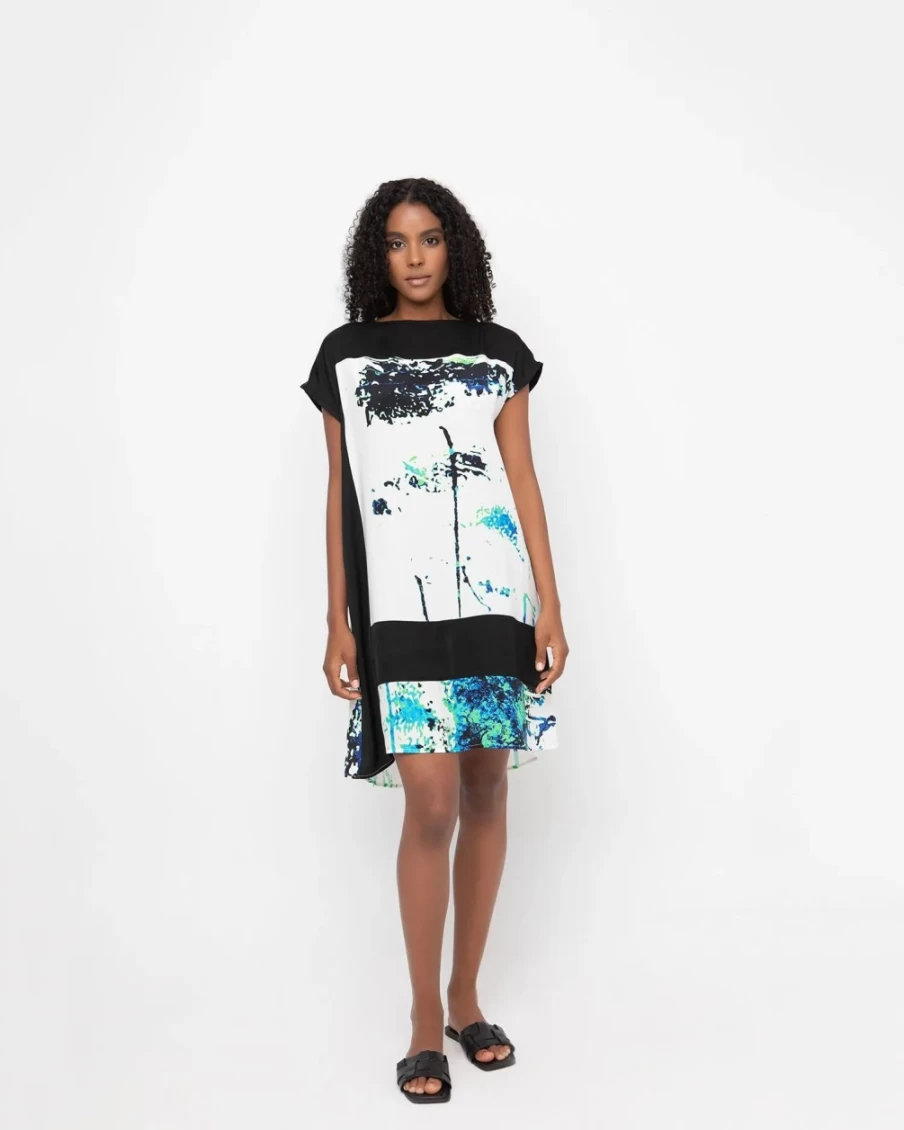 ALEMBIKA Women's Ozai N Ku Shift Dress with Abstract Print - Elegant Boho Chic Style