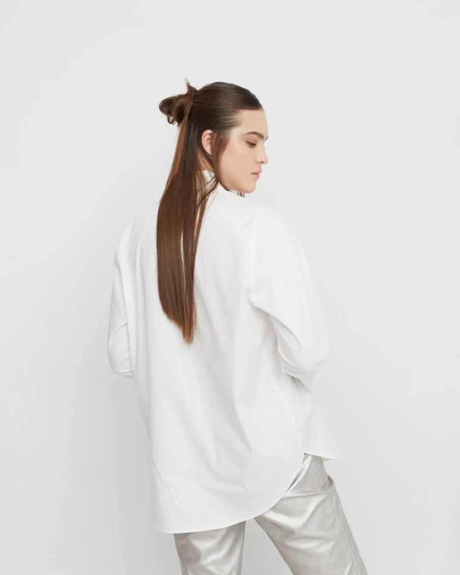 ALEMBIKA Women's Futuristic Glossy Button Down Top - Ozai N Ku Style