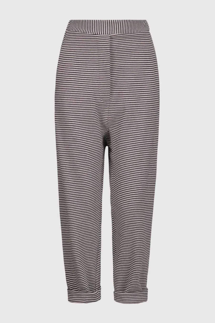 ALEMBIKA Women's Urban French Terry Stripe Trousers - Comfort Casual High-Waisted Pants