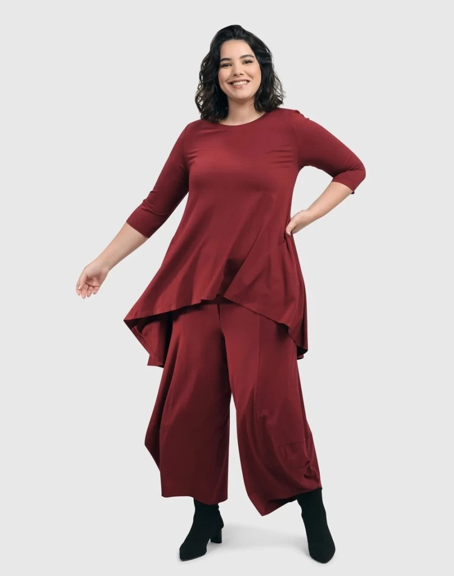ALEMBIKA Women's Essential Swing Tunic Top in Plum - Flowy Casual Blouse