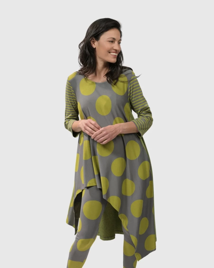 ALEMBIKA Women's City Sizzle Swing Tunic Top in Lime - Stylish Casual Blouse