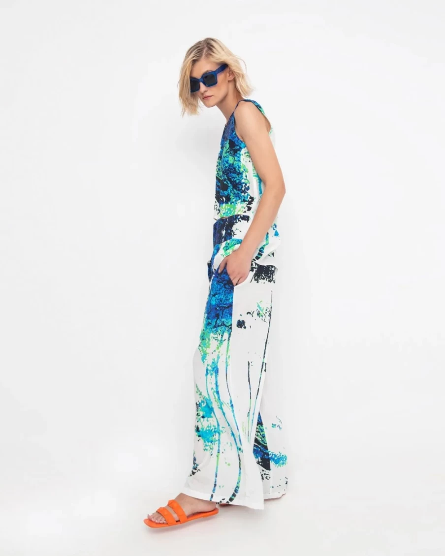 ALEMBIKA Women's Ozai N Ku Splash Palazzo Pants with Abstract Print