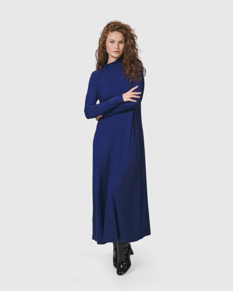 ALEMBIKA Women's Royal Blue Essential A-Line Dress - Elegant & Comfortable Casual Wear