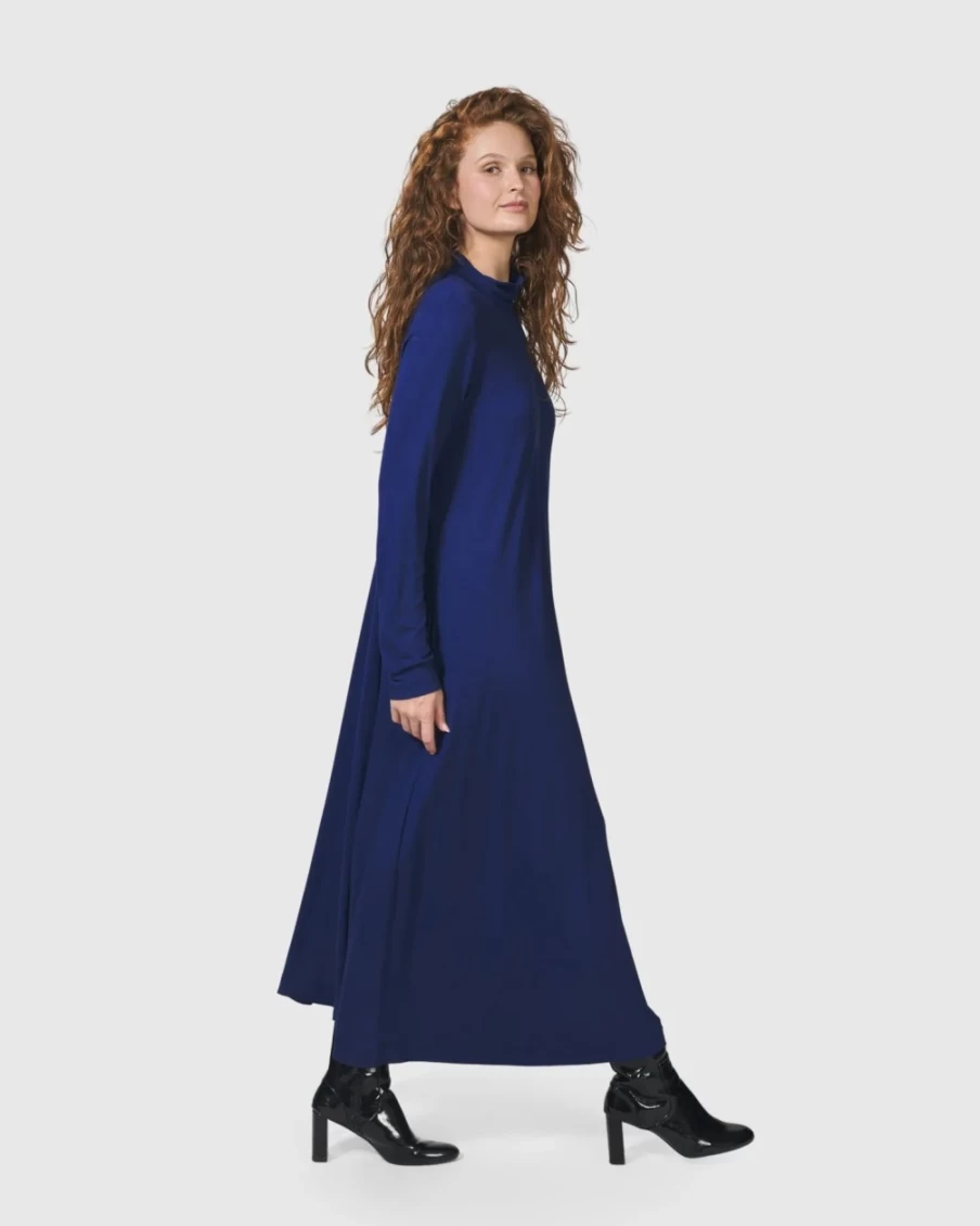 ALEMBIKA Women's Royal Blue Essential A-Line Dress - Elegant & Comfortable Casual Wear