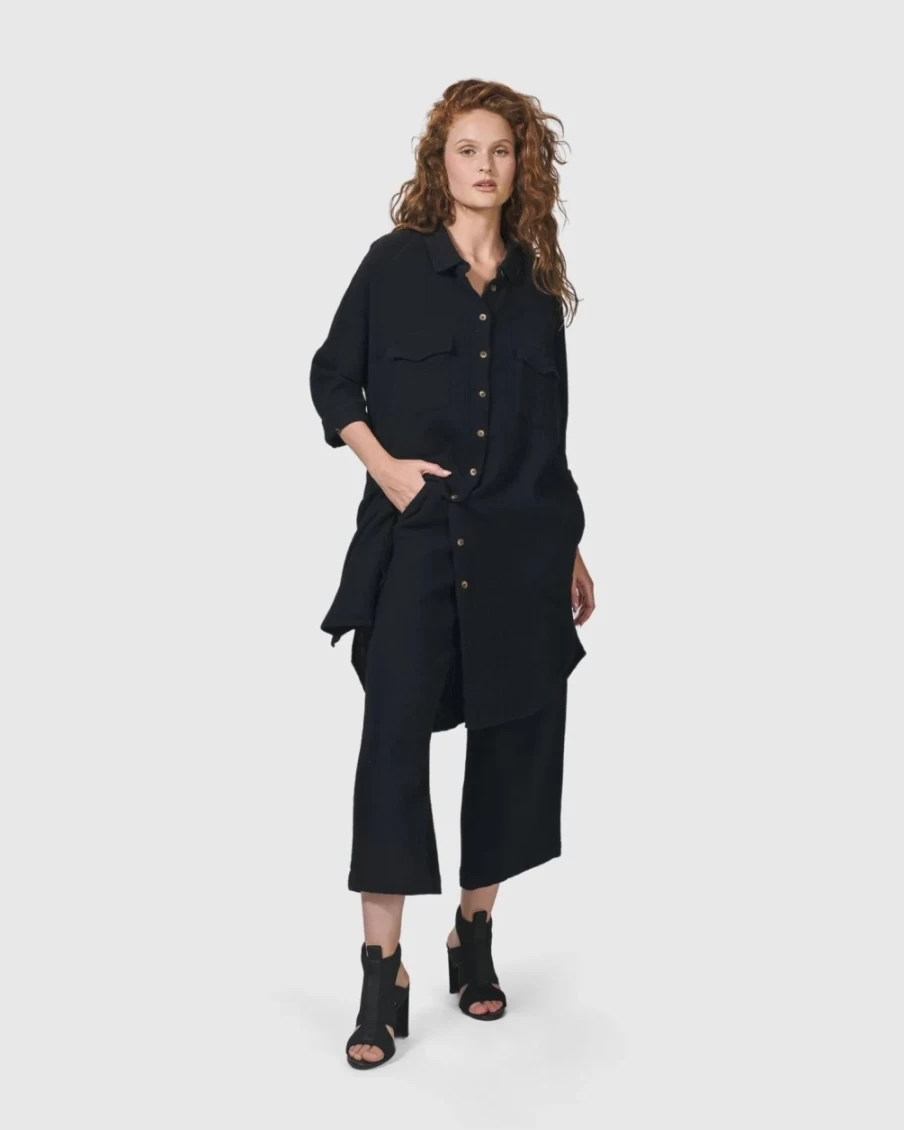ALEMBIKA Women's Black Recreation Shirt Dress - Stylish Casual Summer Dress