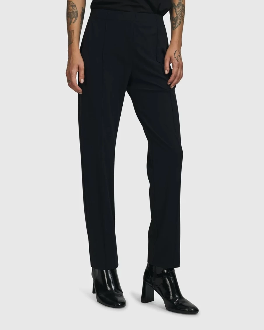 ALEMBIKA Women's Trinity Slim Pants - Black Stretch Fit High Waisted Trousers for Comfort & Style