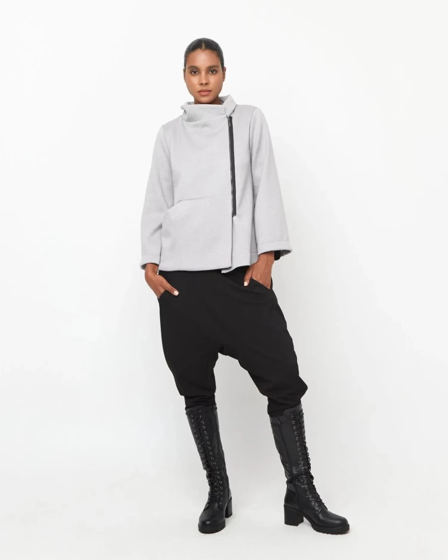 ALEMBIKA Women's Ozai N Ku Euro Jacket in Light Grey – Stylish Lightweight Coat