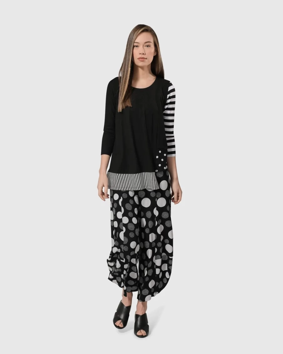ALEMBIKA Women's Mod Flag Top - Stylish Mix Pattern Casual Tee